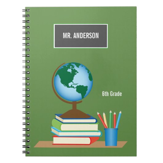 本のパーソナライズな先生の積み重ねの世界の地球 ノートブック (正面)
