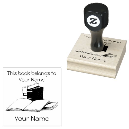 本のブックプレートデザイン ウッドスタンプ ラバースタンプ (押印)