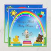 本のベビーの蜂及び虹のベビーシャワーを持って来て下さい 招待状 (正面/裏面)