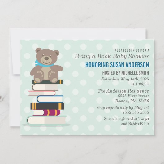 本のベビーシャワーを持って来る招待状 招待状 (正面)