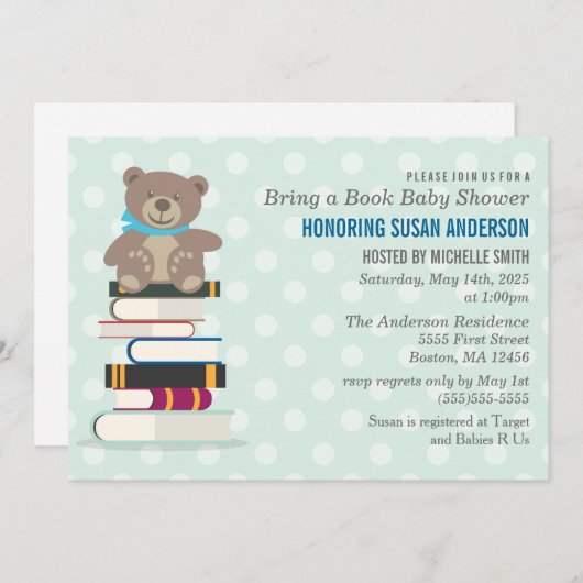 本のベビーシャワーを持って来る招待状 招待状 (正面/裏面)