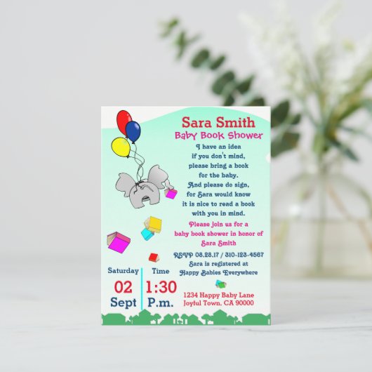 本のベビーシャワーを持って来る 招待状 (スタンド正面)