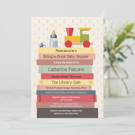 本のベビーシャワーを持って来る 招待状 (スタンド正面)