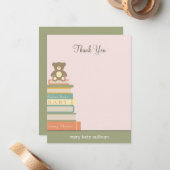 本のベビーシャワーサンキューカード（ピンク） ノートカード (正面/裏面インサイチュ)