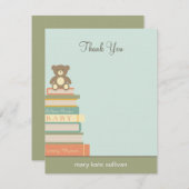 本のベビーシャワーサンキューカード(青) サンキューカード (正面/裏面)