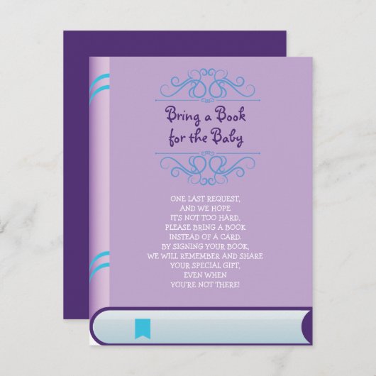 本のベビー紫の紫のカバーシャワーカードを持ってくる 招待状 (正面/裏面)