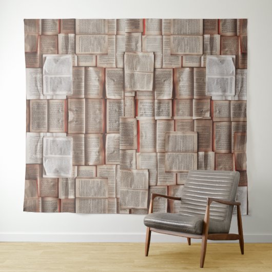 本のページ柄ライターの壁 タペストリー (インサイチュ(横))