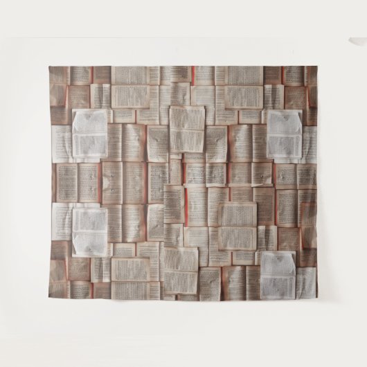 本のページ柄ライターの壁 タペストリー (正面(横))