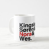 本のボーイフレンドKingsley、ゾーレン、ノラ、Wes コーヒーマグカップ (正面左)