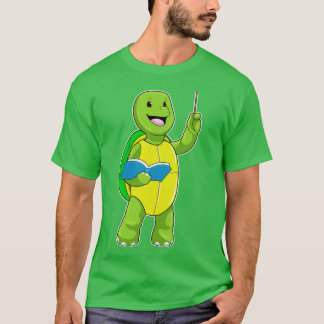 本のポインタを持つ先生のカメ Tシャツ