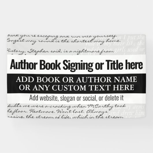 本のモダン署名スタイリッシュ作家本の文字 横断幕 (横)