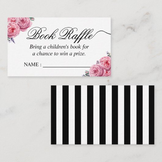 本のラッフルの花のベビーシャワーの本の要求 エンクロージャーカード (正面/裏面)