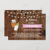 本のリクエスト ビール ベイビーシャワー 女の子 ボトル ウッド 招待状 (正面/裏面)