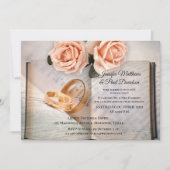 本のローズ　結婚後パーティーまたは結婚式後お披露目会の招待状 招待状 (正面)