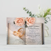 本のローズ 結婚後パーティーまたは結婚式後お披露目招待状 招待状 (スタンド正面)