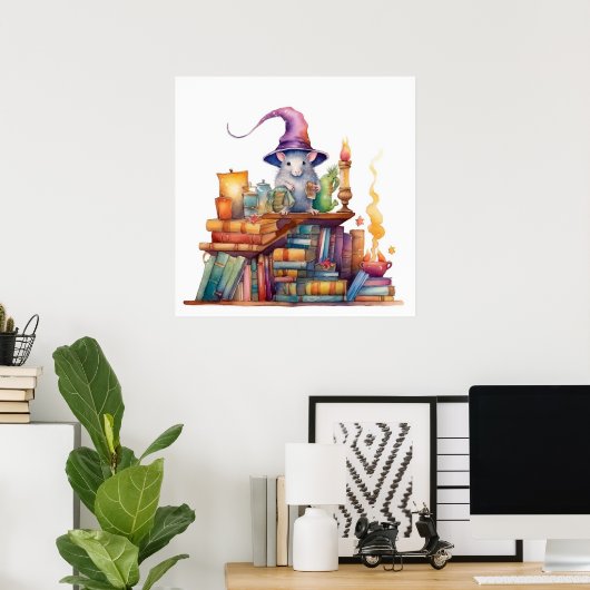 本の上にマウス3 ポスター (ホームオフィス)