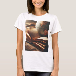 本の上に座る球体 Tシャツ