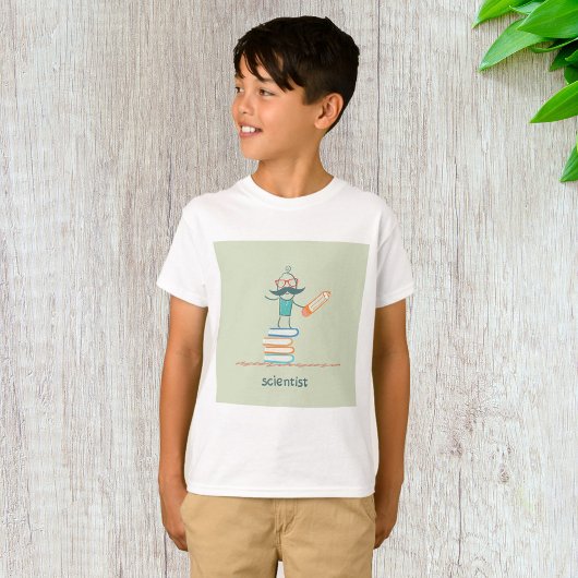 本の上に立つ科学者 Tシャツ