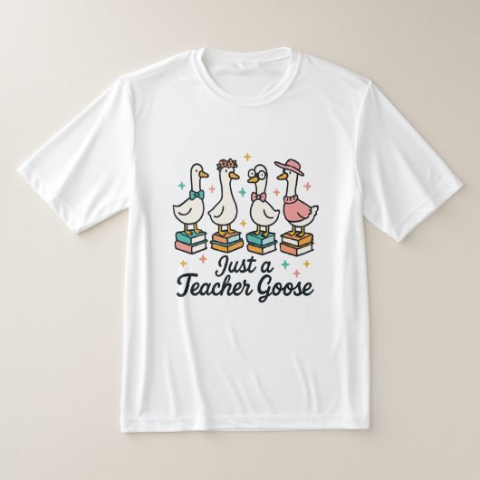 本の上の可愛いガチョウの先生 Tシャツ (レイダウン)