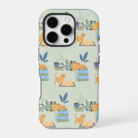 本の上の猫たち iPhoneケース (裏面)