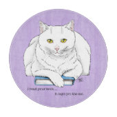 本の上の猫 カッティングボード (正面)