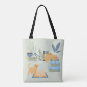 本の上の猫 トートバッグ (裏面)