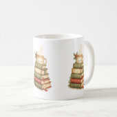 本の上の眠そうなココアマグ クリスマスコーヒーマグ コーヒーマグカップ (正面右)