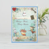 本の不機嫌ハッター&チェシャ猫の赤ちゃんシャワーを持って来る 招待状 (スタンド正面)