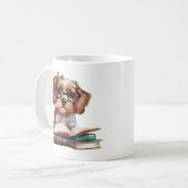 本の中でかわいい子犬 コーヒーマグカップ (正面左)