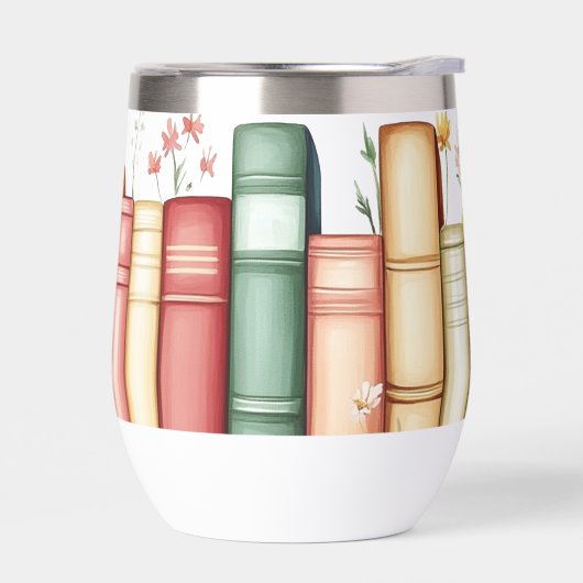 本の列，花，蝶 (左面)