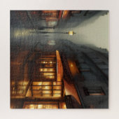 本の売り手の店での霧の夜 ジグソーパズル (横)