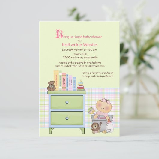 本の女の子のベビーシャワーの招待状を持って来て下さい 招待状 (スタンド正面)