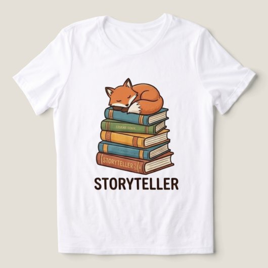 本の山で眠るストーリーテラーの狐 トライブレンドTシャツ (デザイン正面)