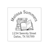 本の山とオープン本のアドレス帳のプレート ラバースタンプ (インプリント)