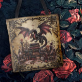 本の山とドラゴン トートバッグ
