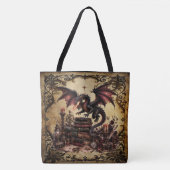 本の山とドラゴン トートバッグ (正面)