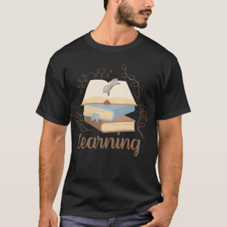 本の山とメガネのヴィンテージ学習テト Tシャツ