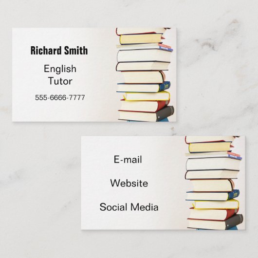 本の山。英国の教師。 名刺 (正面/裏面)
