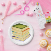 本の山 読書好き アート＆リーディング ペーパープレート (パーティー)