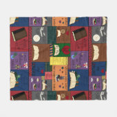 本の常習者のコラージュ フリースブランケット (正面(横))