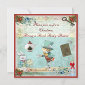 本の帽子屋のクリスマスのベビーシャワーを持って来て下さい 招待状 (正面)