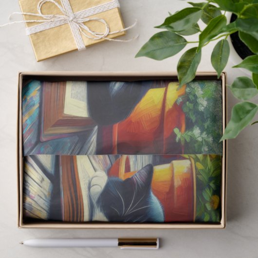 本の庭で眠るタキシード猫|過去記事 薄葉紙 (ギフト)