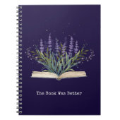 本の引用文から育つラベンダー読の花 ノートブック (正面)