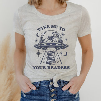 本の愛好家のためのレトロなデザイン 本好きのための宇宙風コミカルTシャツ トライブレンドTシャツ