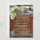 本の愛好家のウェディングパーティー後のQRコード写真 招待状 (正面)