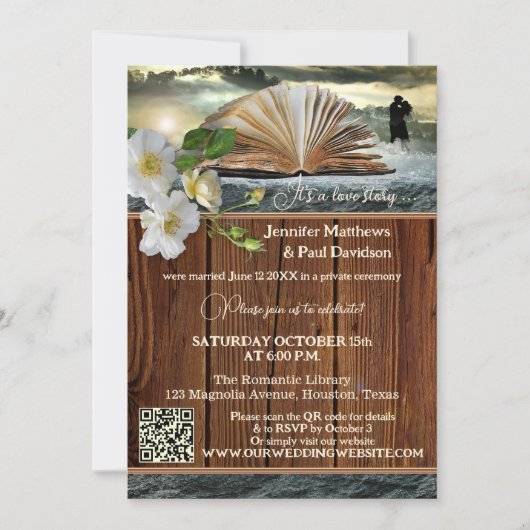 本の愛好家のQRコード写真 ウェディングパーティ後 招待状 (正面)
