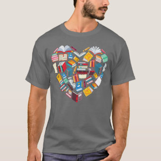 本の愛好家ハート型読書クラブ司書司書 Tシャツ