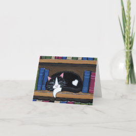 本の愛 |本棚ノートカードで寝ている猫 カード