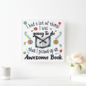 本の時計を素晴らし取る スクエア壁時計 (ホーム)