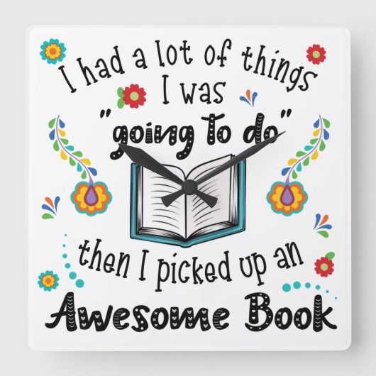 本の時計を素晴らし取る スクエア壁時計 (正面)